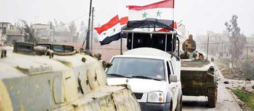افراشتن پرچم سوریه بر فراز منبج