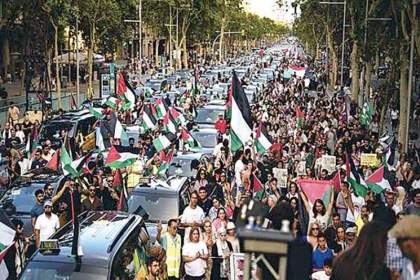 راهپیمایی خودرویی اسپانیایی‌ها علیه اسرائیل